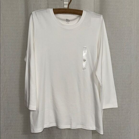 Kim Rogers XXL White Crew Neck Quarter Sleeve Cotton Casual Tee - Picture 8 of 16